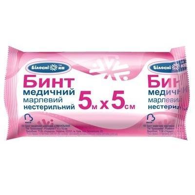 Бинт марлевий медичний, нестерильний, 5х500 см, тип 17 Бинт марлевий медичний, нестерильний, 5х500 см, тип 17