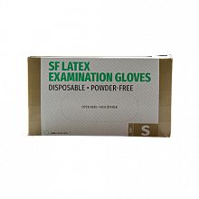 Перчатки латексные белые SF MEDICAL PRODUCTS (текстурированные, неопудренные) (100 шт./уп.). Размер: S