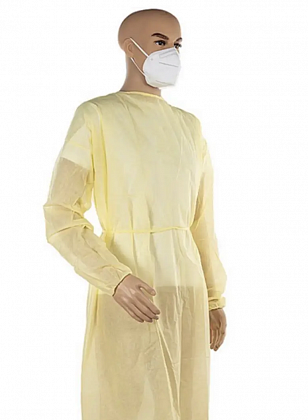 Халати зі спанбонду жовті (10 шт./уп.), Sanador Халати зі спанбонду жовті (10 шт./уп.), Sanador