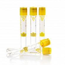Вакуумна пробірка для сечі VACUSERA®, 6 мл, БОРНА КИСЛОТА, 13х100 мм, з жовтою кришкою, стерильна, 100 шт./уп.