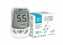 Система для контроля уровня глюкозы в крови Neo (глюкометр) + 60 тест-полосок. Цвет: белый