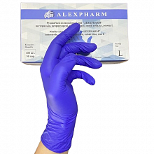 Рукавички нітрилові ALEXPHARM, текстуровані, неопудрені, Синій кобальт, 3.2 г (100 шт./уп.), р. L