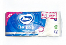 Туалетная бумага 3-слойная, целлюлозная, белая ZEVA Deluxe Delicate, 19.3 м, 150 отрывов (8 рул./уп.) Туалетная бумага 3-слойная, целлюлозная, белая ZEVA Deluxe Delicate, 19.3 м, 150 отрывов (8 рул./уп.)