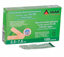 Пластир бактерицидний еластик на еластичній полімерній основі 2.5х7.6 см, IGAR (100 шт./уп.)