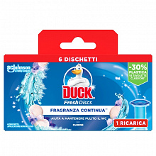 Диски чистоти для унітазів і пісуарів Туалетне каченя (Duck) Морська свіжість, 6 дисків (змінний блок)