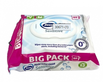 Вологий туалетний папір ZEVA Sensitive, білий (80 шт.уп.) Вологий туалетний папір ZEVA Sensitive, білий (80 шт.уп.)
