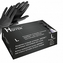 Рукавички нітрилові текстуровані, чорні (3.5 г) HOFFEN (Hoff Мedical) (100 шт./уп.). Розмір: L Рукавички нітрилові текстуровані, чорні (3.5 г) HOFFEN (Hoff Мedical) (100 шт./уп.). Розмір: L