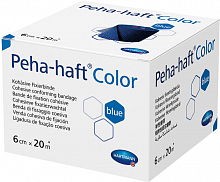 Бинт когезивный фиксирующий Peha-Haft Color, синий, 6 см х 20 м