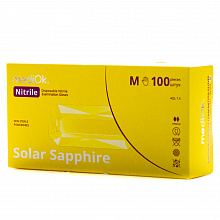 Рукавички нітрилові неопудрені SOLAR SAPPHIRE, жовті (100 шт./уп.). Розмір: M