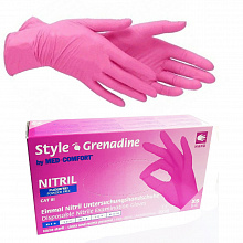 Рукавички нітрилові оглядові, рожеві Style Grenadine (100 шт./уп.). Розмір: XS