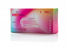 Перчатки нитриловые неопудр. RAINBOW, разноцветные (100 шт./уп.). Размер: L