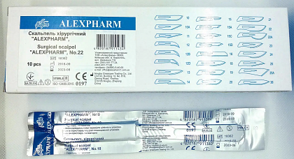Скальпель хірургічний ALEXPHARM, р. 20 (10 шт./уп.) Скальпель хірургічний ALEXPHARM, р. 20 (10 шт./уп.)