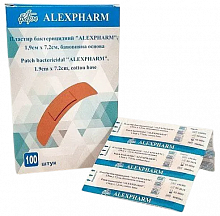 Пластир бактерицидний на бавовняній основі 1.9х7.2 см, ALEXPHARM (100 шт./уп.)