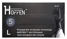 Рукавички нітрилові текстуровані, чорні (5 г) щільні (100 шт./уп.) Hoff Мedical. Розмір: L