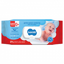 Влажные салфетки для младенцев с овсяным молочком ТМ Bambik (120 шт./уп.)