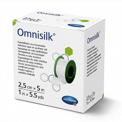 Пластир фіксуючий зі штучного шовку Omnisilk, 2.5см х 5м Пластир фіксуючий зі штучного шовку Omnisilk, 2.5см х 5м