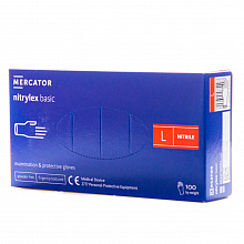 Рукавички нітрилові, сині Nitrylex Basic (текстуровані, неопудрені) (100 шт./уп.). Розмір: L Рукавички нітрилові, сині Nitrylex Basic (текстуровані, неопудрені) (100 шт./уп.). Розмір: L