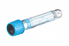 Пробирка VACUETTE PREMIUM с 9NC Coagulation sodium citrate 3.8% 13x75, 3 мл, голубой колпачок - черное кольцо, двойная стенка (50 шт./уп.)