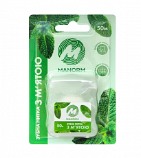 Зубная нить из нейлона с мятой Manorm, 50 м