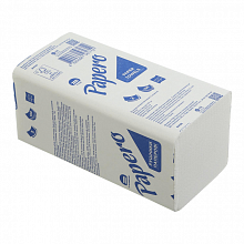 Рушники листові V-укладки, 21х19 см, білі, 2-шарові, з целюлози, Papero (150 шт./уп.)