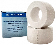 Пластир медичний котушковий ALEXPHARM на бавовняній основі білий, 2.5х500 см (12 шт./уп.)