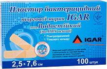 Пластир бактерицидний водостійкий на ПВХ основі 2.5х7.6 см, IGAR (100 шт./уп.) Пластир бактерицидний водостійкий на ПВХ основі 2.5х7.6 см, IGAR (100 шт./уп.)