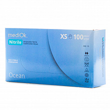 Перчатки нитриловые, голубые MediOk Ocean (текстур.) (100 шт./уп.). Размер: XS