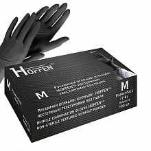 Перчатки нитриловые текстур., черные (3.5 г) HOFFEN (Hoff Мedical) (100 шт./уп.). Размер: M