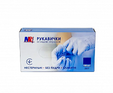 Рукавички оглядові нітрилові, нестерильні, без пудри, блакитні, 3 г, р. XL (100 шт./уп.), MR