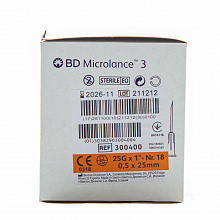 Голки ін'єкційні BD Microlance 25G х 1'' (0.5x25 мм) (100 шт./уп.) Голки ін'єкційні BD Microlance 25G х 1'' (0.5x25 мм) (100 шт./уп.)