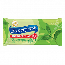 Вологі серветки Superfresh Antibacterial Green Tea (15 шт./уп.)