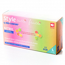 Перчатки нитриловые Style Tutti Frutti, разноцветные (4 цвета), 4.0 г (96 шт./уп.). Размер: L