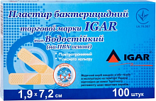 Пластир бактерицидний водостійкий на ПВХ основі 1.9х7.2 см, IGAR (100 шт./уп.)