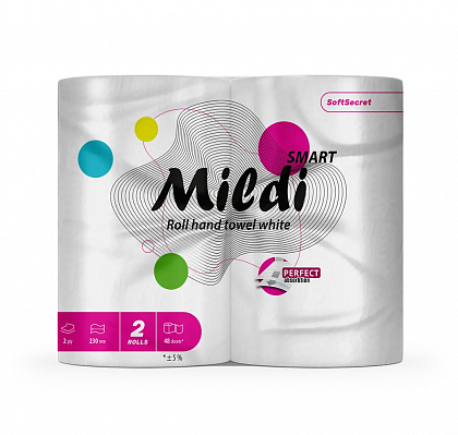 Рушники рулонні Mildi Smart целюлозні, двошарові (2 шт./уп.) Рушники рулонні Mildi Smart целюлозні, двошарові (2 шт./уп.)