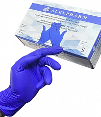 Рукавички нітрилові ALEXPHARM, текстуровані, неопудрені, Синій кобальт, 3.2 г (100 шт./уп.), р. S