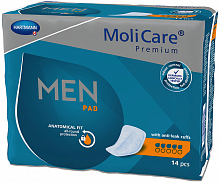 Прокладки урологические для мужчин V-образной формы MoliCare Premium MEN PAD, 5 капель (14 шт./уп.)