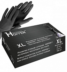 Рукавички нітрилові текстурні, чорні (3.5 г) HOFFEN (Hoff Мedical) (100 шт./уп.). Розмір: XL Рукавички нітрилові текстурні, чорні (3.5 г) HOFFEN (Hoff Мedical) (100 шт./уп.). Розмір: XL