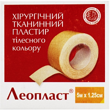 Пластырь тканевый на натуральной хлопковой основе Леопласт, 1.25см х 5м, без котушки, телесный Пластырь тканевый на натуральной хлопковой основе Леопласт, 1.25см х 5м, без котушки, телесный