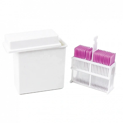 Контейнер для фарбування предметного скла на 24 місця, зі штативом Контейнер для фарбування предметного скла на 24 місця, зі штативом