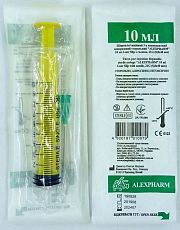 Шприц инъекционный 3-компонентный 10 мл, Luer Slip, игла 21G (0.8х40 мм), 100 шт./уп., ALEXPHARM 