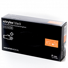 Рукавички нітрилові, чорні Nitrylex PF Black (текстур., неопудрені) (100 шт./уп.). Розмір: XS