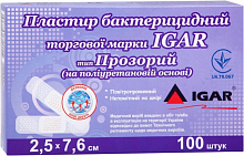 Пластир бактерицидний прозорий на поліуретановій основі 2.5х7.6 см, IGAR (100 шт./уп.)