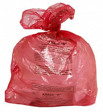 Пакети для утилізації медичних відходів двошарові, 70х110 см (120 л), клас "В", (100 шт./уп.). Колір: червоний