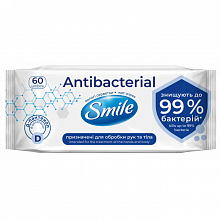 Серветки вологі антибактеріальні з Д-пантенолом SMILE Antibacterial (60 шт./уп.)