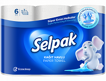 Полотенца рулонные белые для кухни SELPAK (6 шт./уп.)
