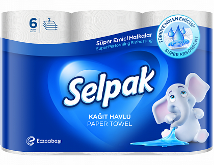Рушники рулонні білі для кухні SELPAK (6 шт./уп.) Рушники рулонні білі для кухні SELPAK (6 шт./уп.)