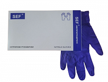 Перчатки нитриловые нестерильные, без пудры, чувствительные (3.0 г), синие, SEF (100 шт./уп.). Размер: L