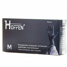 Рукавички нітрилові текстуровані, чорні (3.5 г) HOFFEN (Hoff Мedical) (100 шт./уп.). Розмір: M Рукавички нітрилові текстуровані, чорні (3.5 г) HOFFEN (Hoff Мedical) (100 шт./уп.). Розмір: M