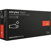 Рукавички нітрилові, чорні Nitrylex PF Black (текстур., неопудрені) (100 шт./уп.). Розмір: L