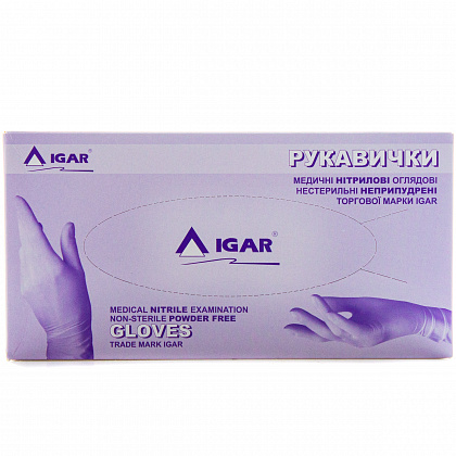 Рукавички нітрилові нестерильні, неопудрені (200 шт./уп.) IGAR. Розмір: S Рукавички нітрилові нестерильні, неопудрені (200 шт./уп.) IGAR. Розмір: S